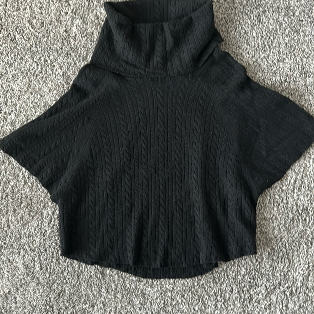 Joie 50/50 wool cashmere cowl neck black dropped sweater short sleeve